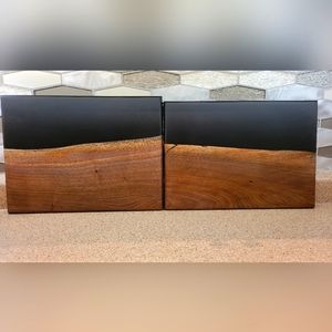 Black walnut and matte black charcuterie board